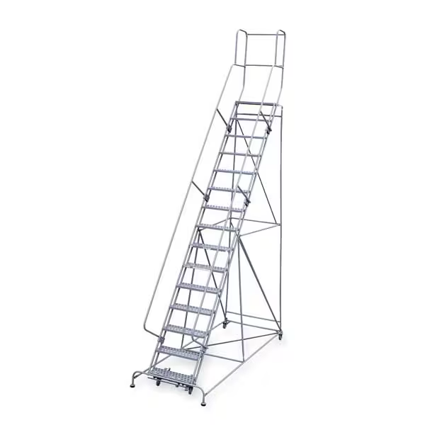 NEW 19 Step Rolling Platform Warehouse Ladder
