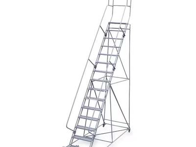 NEW 19 Step Rolling Platform Warehouse Ladder