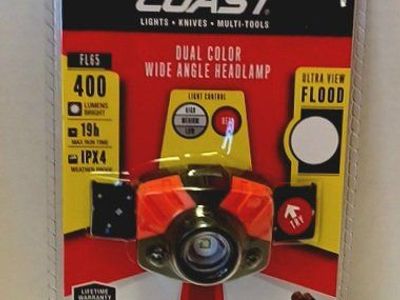 Coast FL65 Dual Color 400 Lumen Wide Angle LED Headlamp - New in Package, IPX4, 19h Run Time