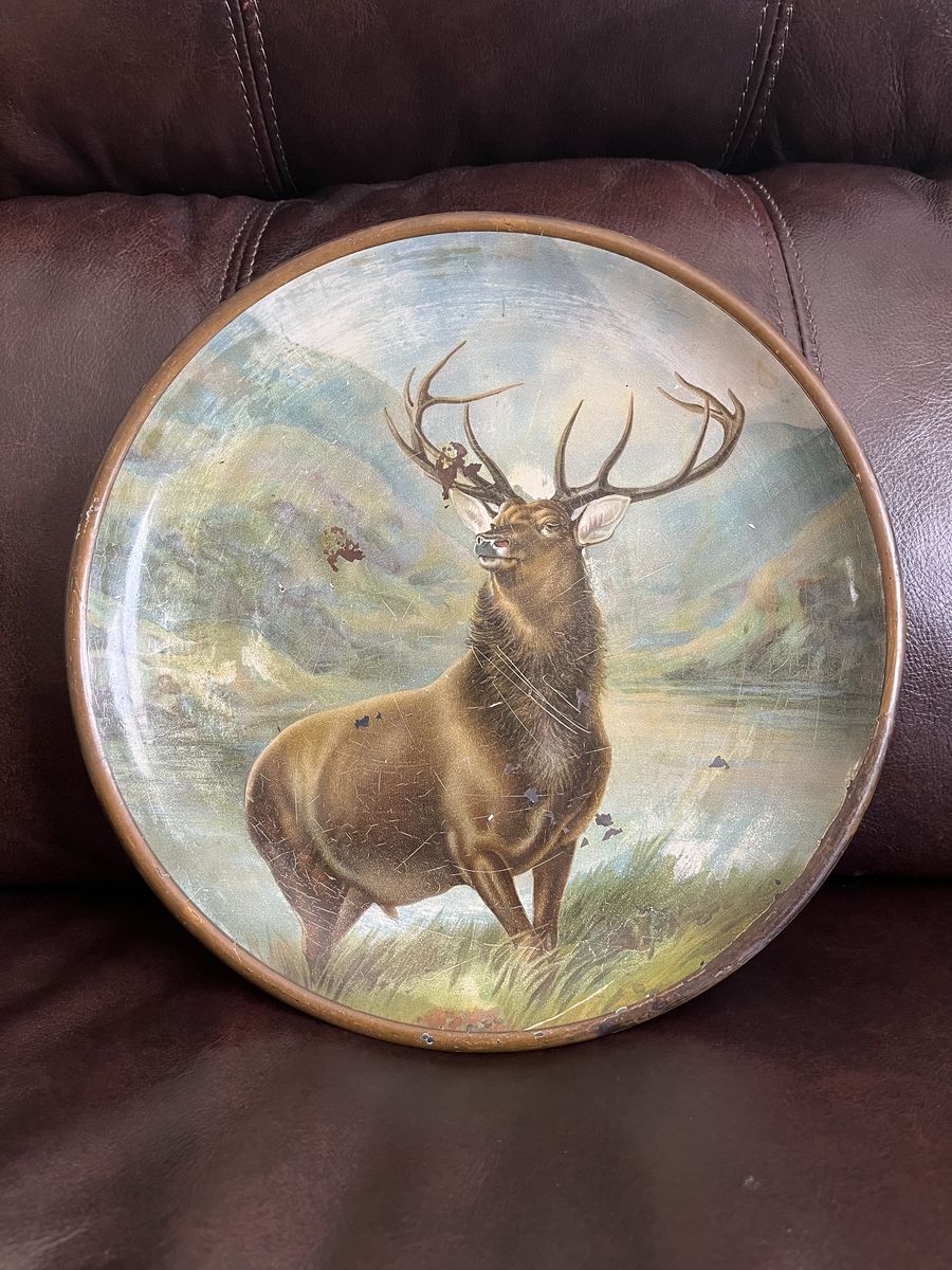 Antique/ Victorian Metal Hanging Elk Plate