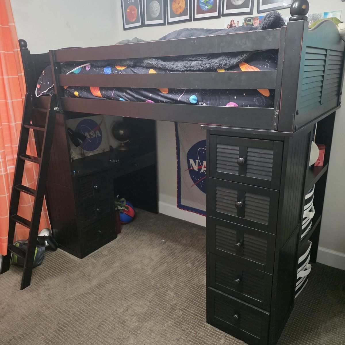 Loft bed with desk and drawers