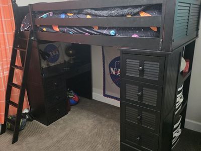 Loft bed with desk and drawers