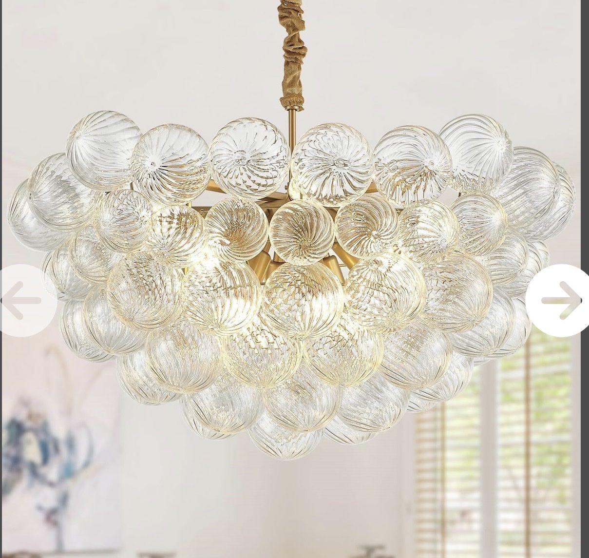 New. 31” Modern Brass Glass Bubble Globe Chandelier Light Fixture Retails $550!!!!