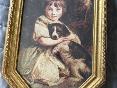 Vintage Miss Jane Bowles & Her Dog Painting