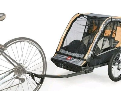 Ready-to-Ride! Orange Allen Sports Deluxe 2-Child Bicycle Trailer Stroller Bike Complete Kit Foldable