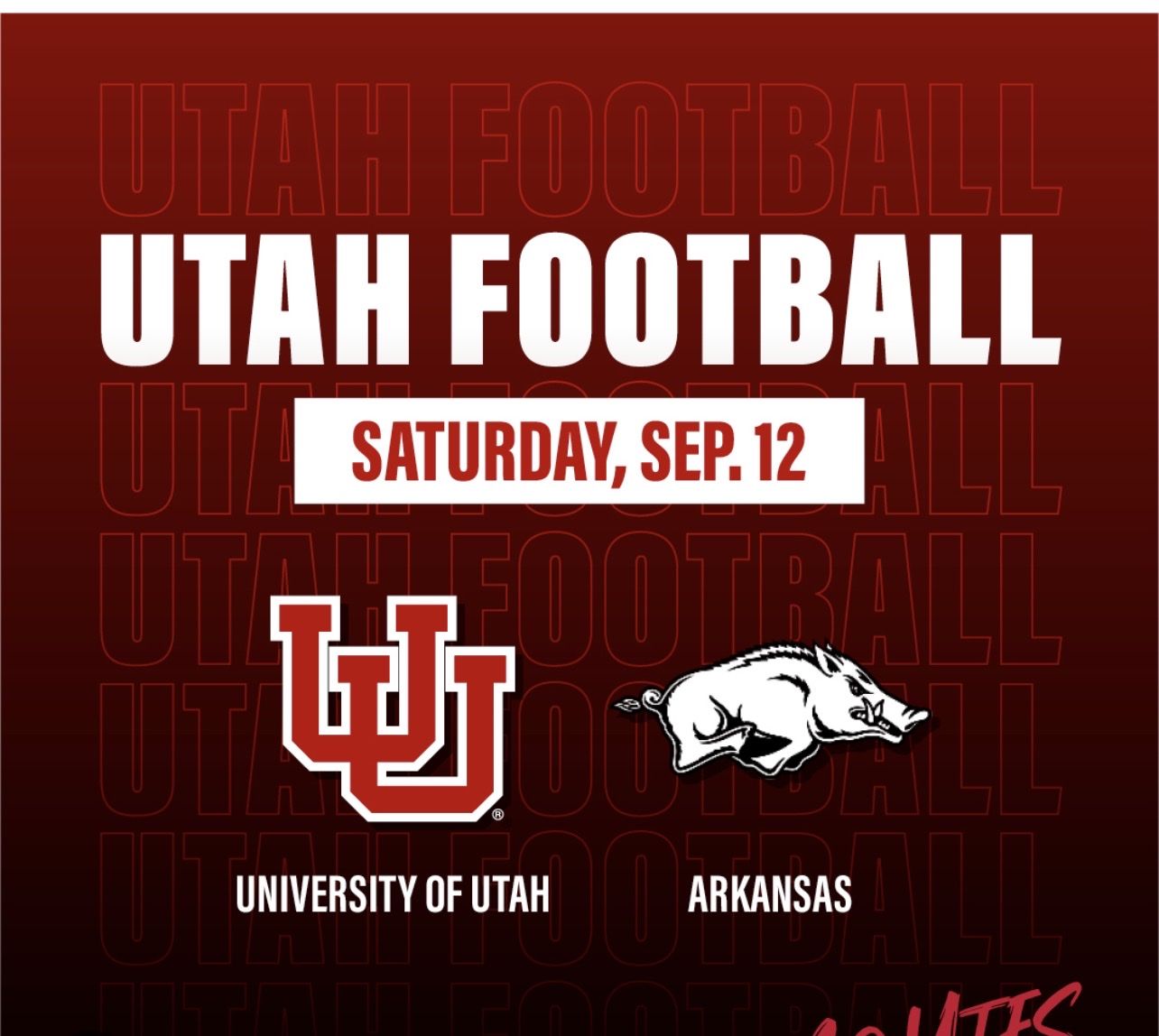 Utah vs Arkansas Football Tickets - 2 Tickets (Section 14 row 20)