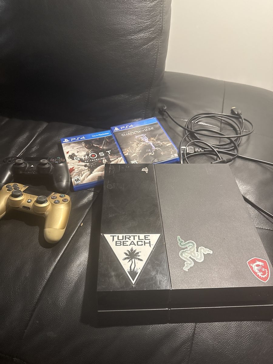 PlayStation 4 with controllers