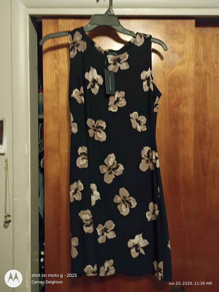 Black Floral Sleeveless Dress - New with Tags
