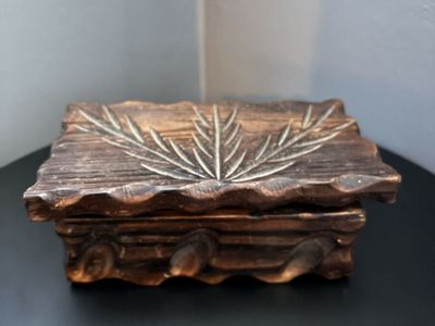 Vintage Hand Carved Wooden Trinket Box Set