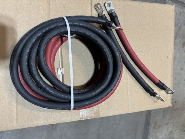 Heavy Duty Battery /  RV Inverter Cables with Terminals - Red and Black Coils