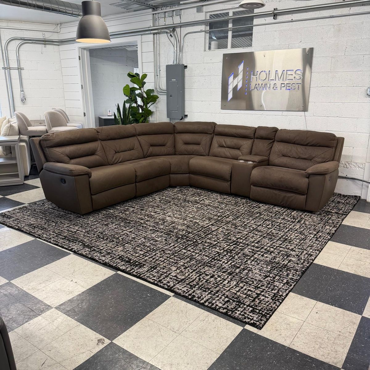 COSTCO FLETCHER FABRIC 6-PIECE RECLINING SECTIONAL, BROWN!!