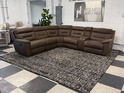 COSTCO FLETCHER FABRIC 6-PIECE RECLINING SECTIONAL, BROWN!!