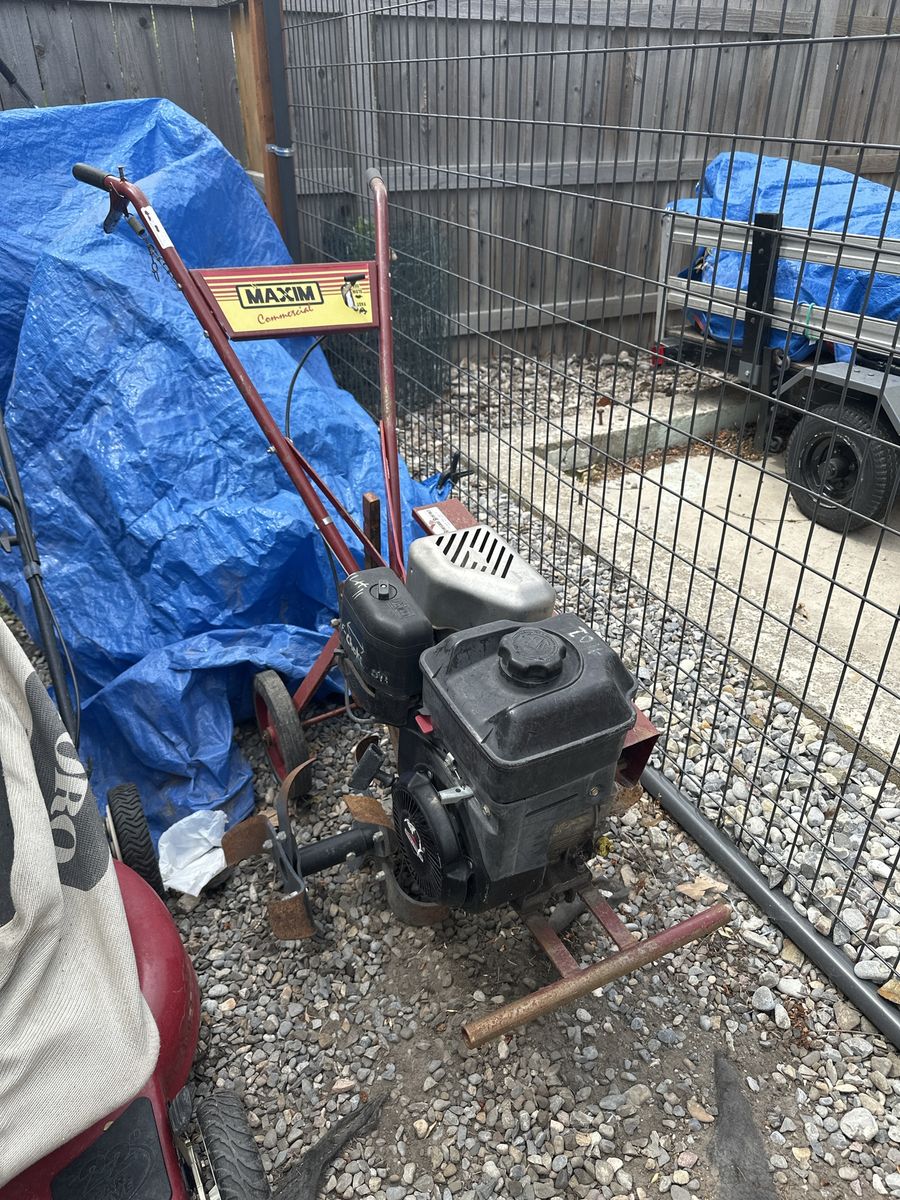 MAXIM Commercial Rototiller - Red Garden Tiller, Used, rusted but runs