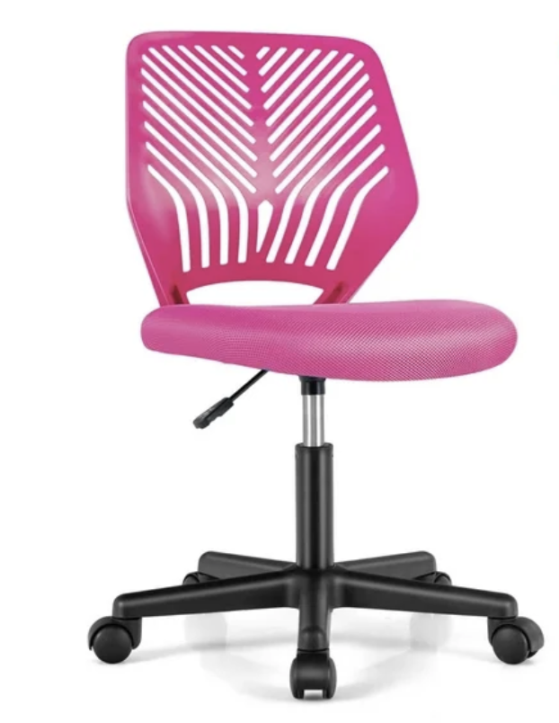 NEW Costway Height-adjustable Ergonomic Kids Desk Chair with Universal Casters Working Chair Pink
