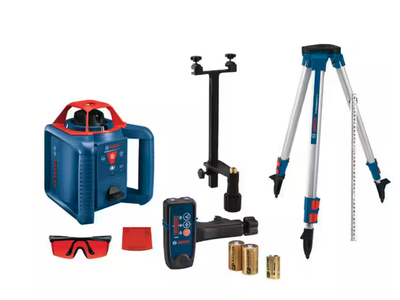 New Bosch 800 ft. Rotary Laser Level Complete Kit Self Leveling with Hard Carrying Case