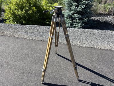 Antique adjustable wooden tripod. Camera cinema movie. Possibly a Miller or Ries brand. Great lamp base