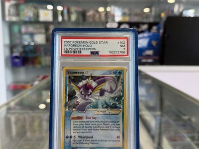 2007 Pokémon Gold Star Vaporeon Holo (EX Power Keepers) — PSA 7