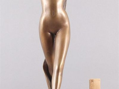 Authentic Italian Modernist Bronze Sculpture of a Nude Dancer, Signed A. BASSO,