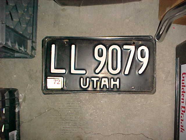 1968-1972 single utah license plate....excellent condition