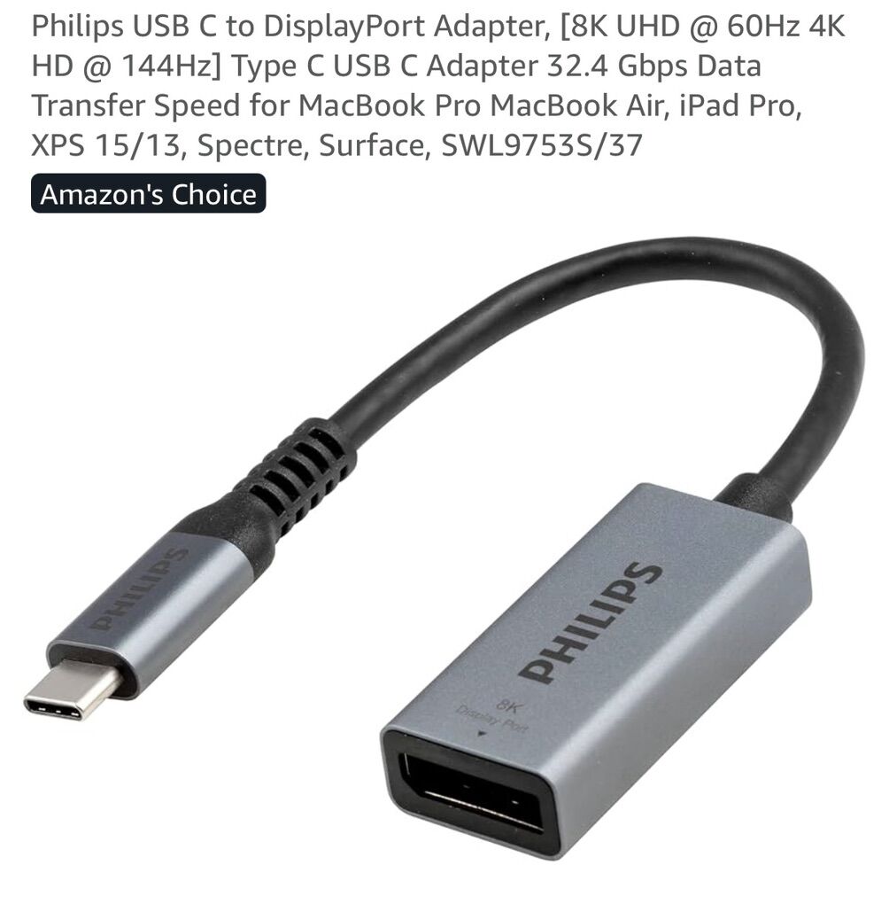 NEW! Philips USB C to DisplayPort Adapter