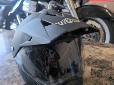 Black Motorcycle Helmet with Visor - Dual Sport Size Medium