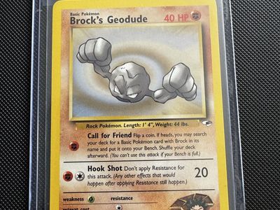 Vintage Pokémon TCG Brock's Geodude 66/132 Gym Challenge Common Card in Toploader