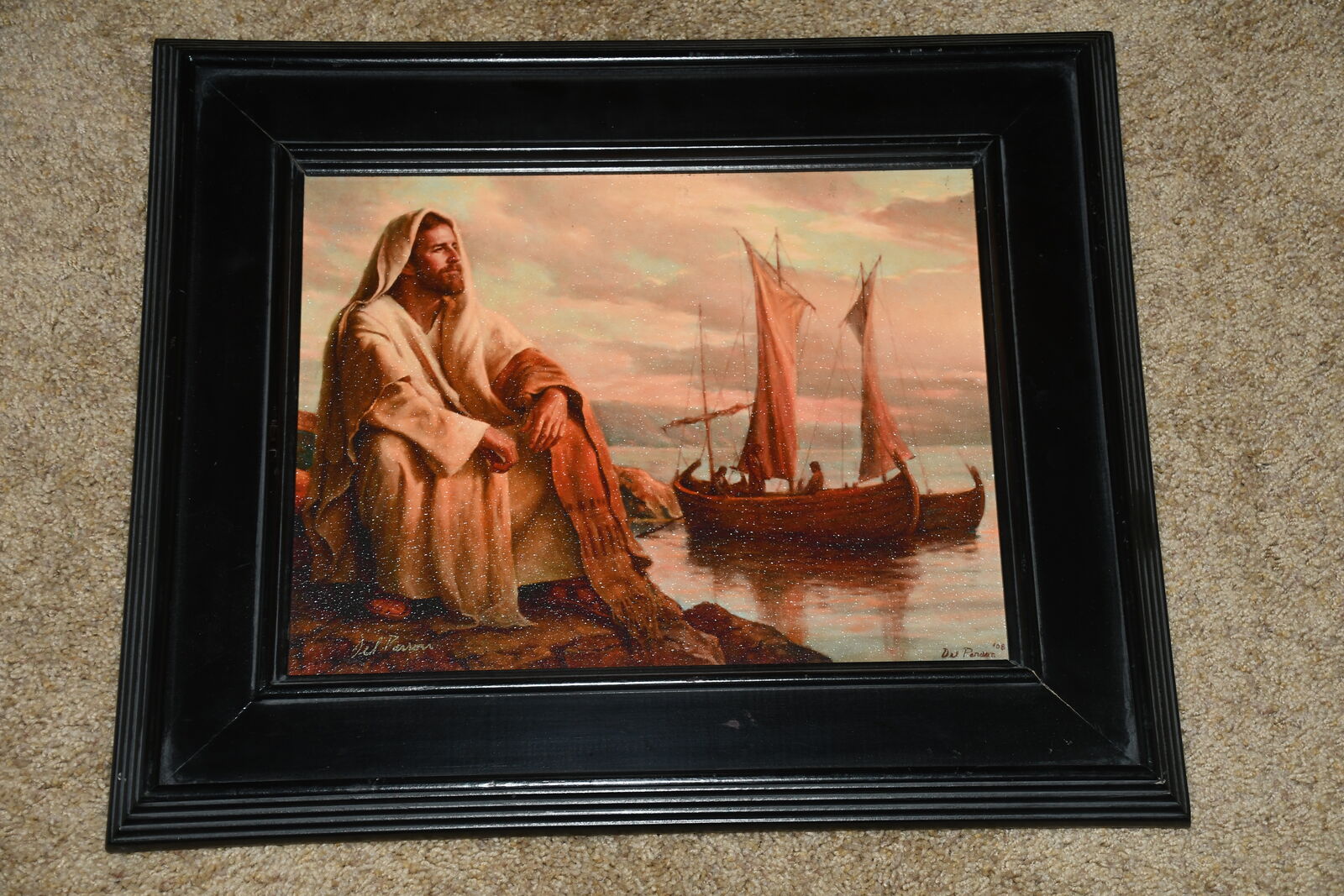 "FACING ETERNITY" JESUS PICTURE ~ DEL PARSON ~ 17" x 20" FRAMED