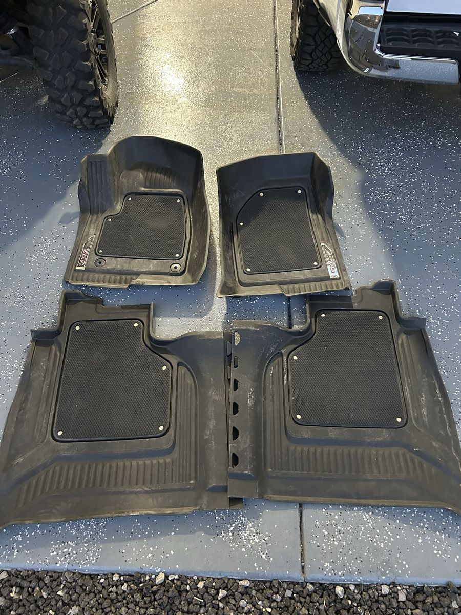 OEM GMC AT4 All-Weather Floor Mats with Snap-In Carpet Inserts Set