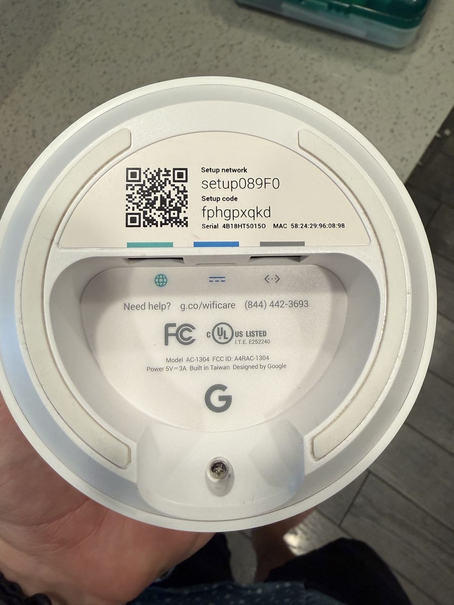Google Wifi Router and Point Set Models AC-1304 and H2D