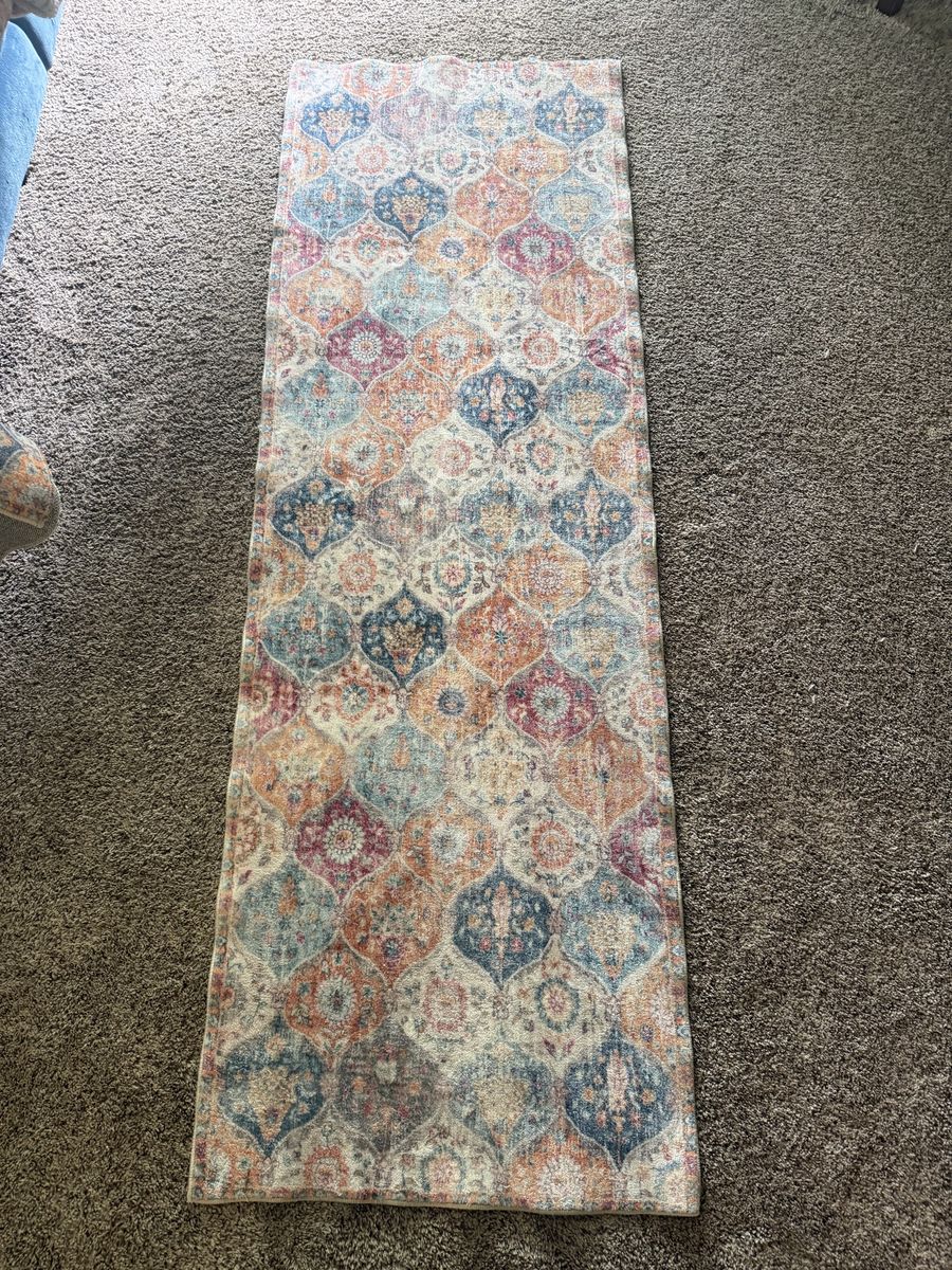 Multi-Color Moroccan Trellis Runner Rug - Used, Good Condition