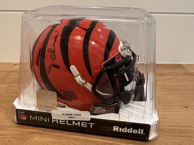 Ja’Marr Chase Signed Bengals Mini Helmet with visor Beckett Authenticated