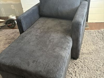 Brand new Charcoal Grey Corduroy Storage Chaise Lounge
