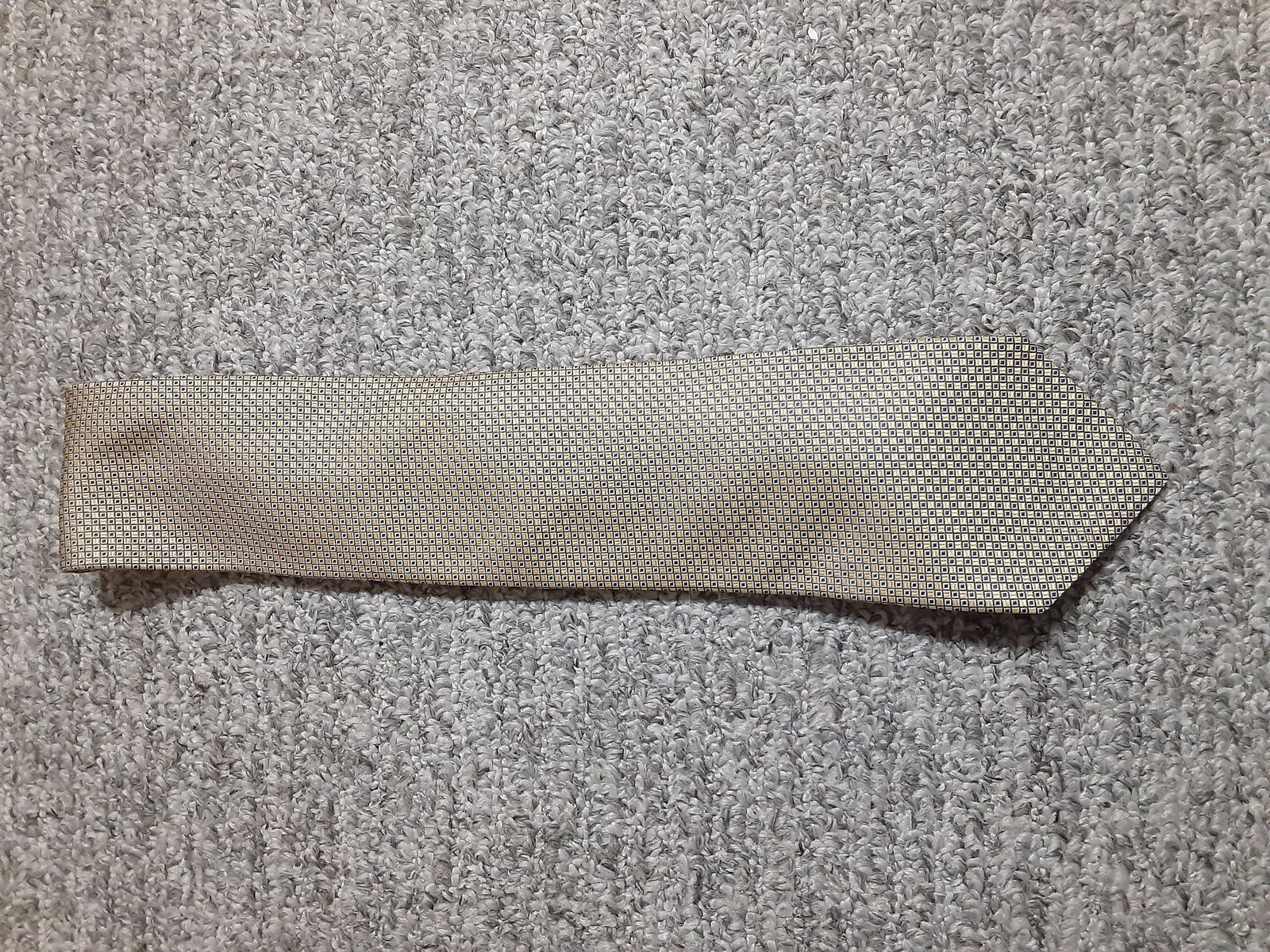 Tommy Hilfiger Geometric Square Yellow and Plaid Blue Switchback Vintage Tie