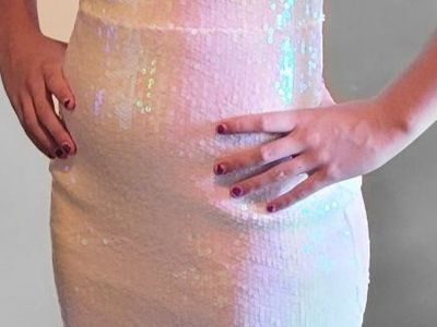 LOVESOME White Iridescent Sequin Bodycon Mini Dress Size Medium