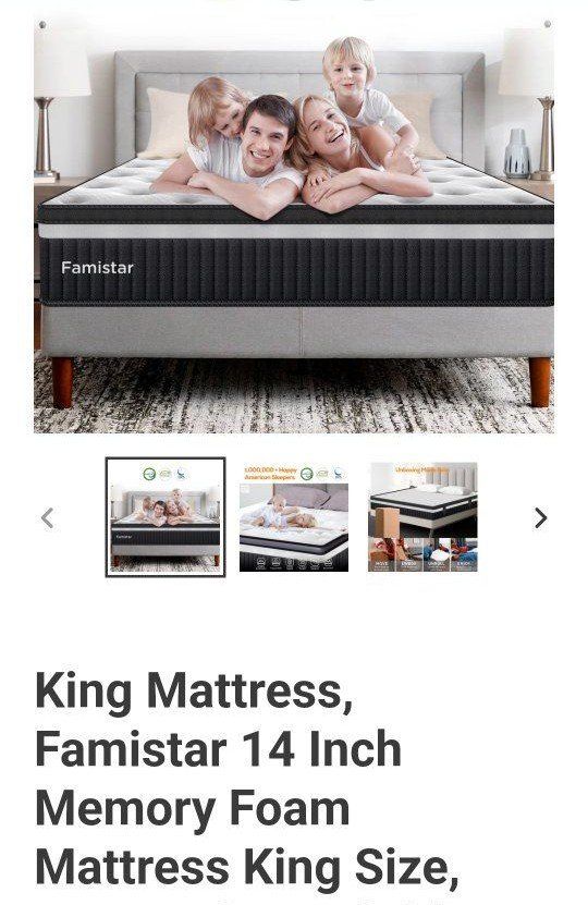 14" King Hybrid Memory Foam Mattress in a Box