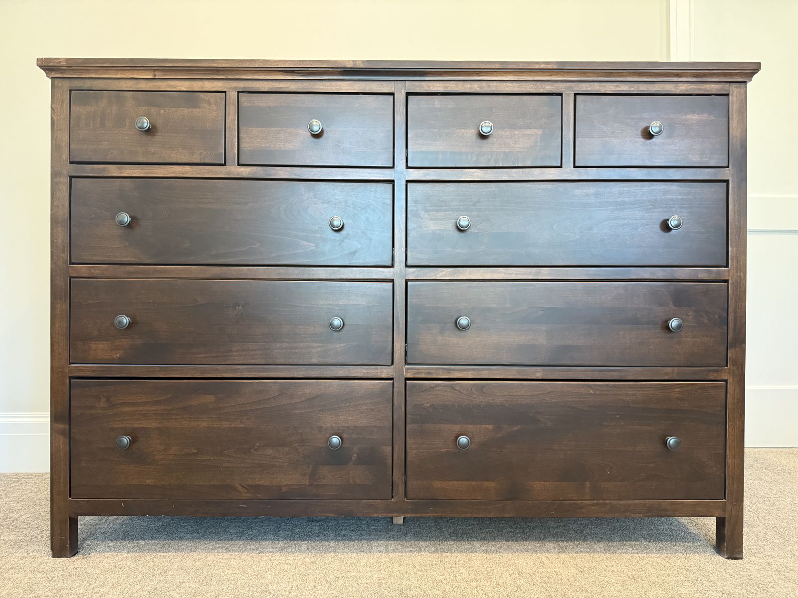 Solid Wood 10-Drawer Dresser - Dovetail Drawers - 62.5” Wide