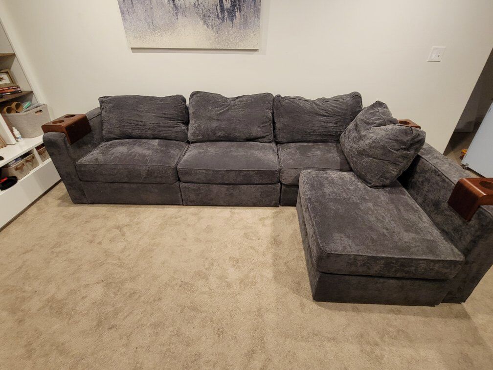 Gray Lovesac Modular Sectional with Chaise
