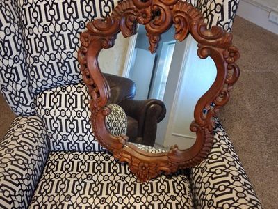 Ornate Carved Wood Frame Wall Mirror - Vintage/Antique Style Decorative Accent