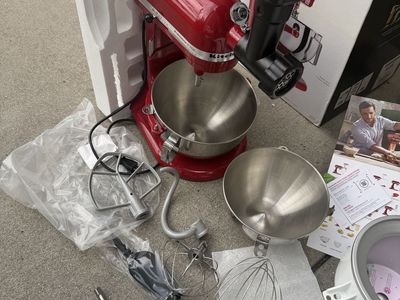 KitchenAid Professional 5 Plus 5-Quart Stand Mixer w/ Ice Cream Maker & Food Grinder Attachments - Red new
