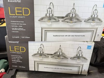 FEIT Electric LED 3-Light Vanity Light Fixture, Brushed Nickel, Dimmable, 1350 Lumens