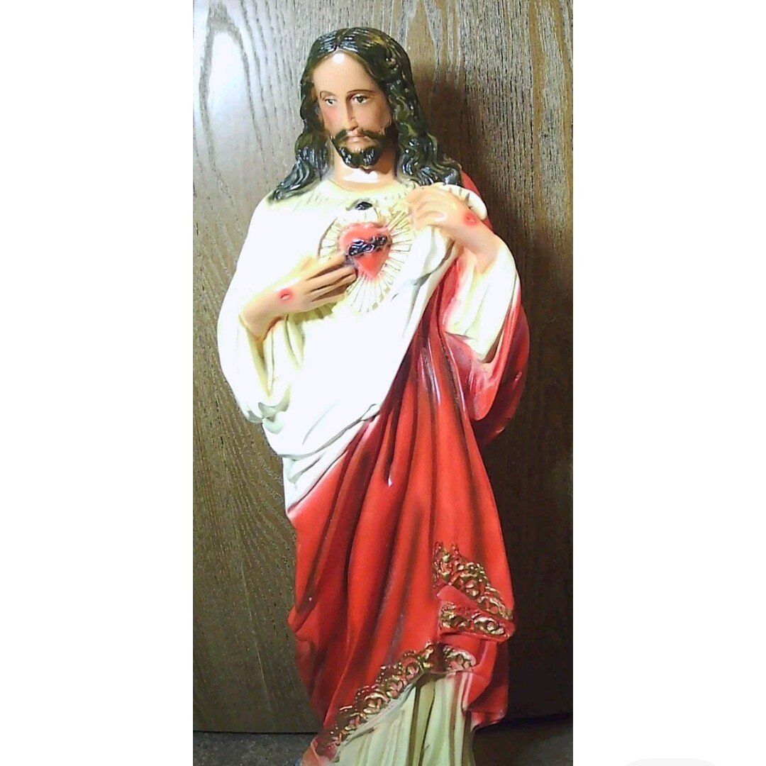 VTG Mexican Sacred Heart of Jesus Statue 25"