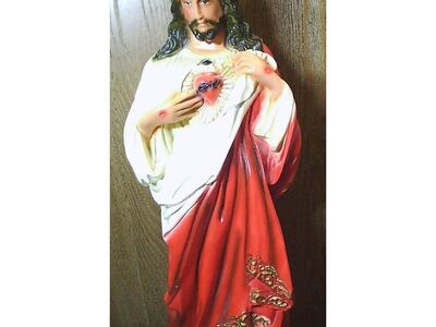VTG Mexican Sacred Heart of Jesus Statue 25"