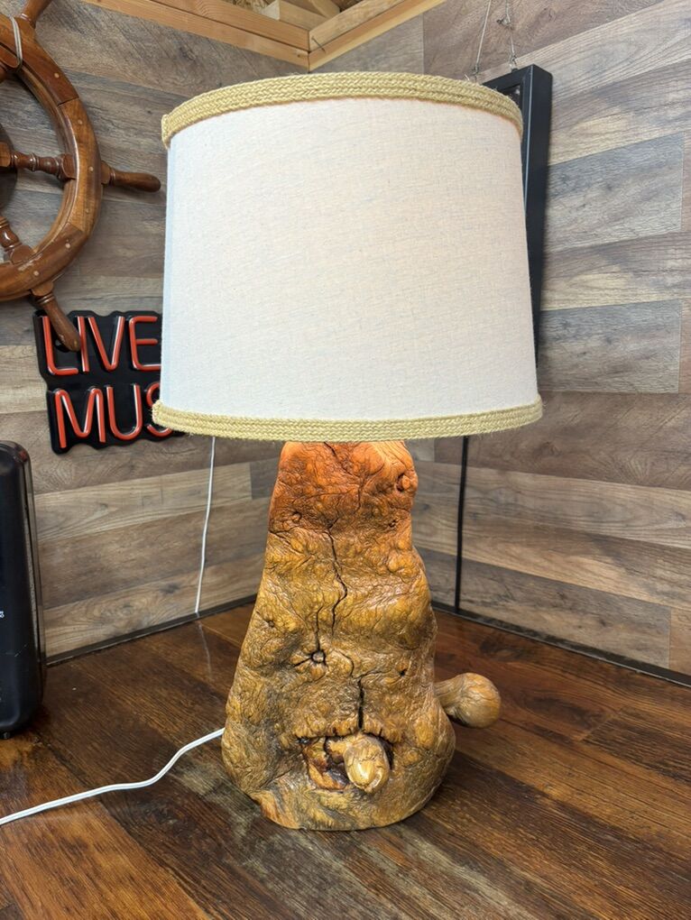 Vtg Natural Tree Rustic Burl Wood 26.5 Lamp