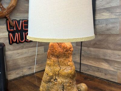 Vtg Natural Tree Rustic Burl Wood 26.5 Lamp