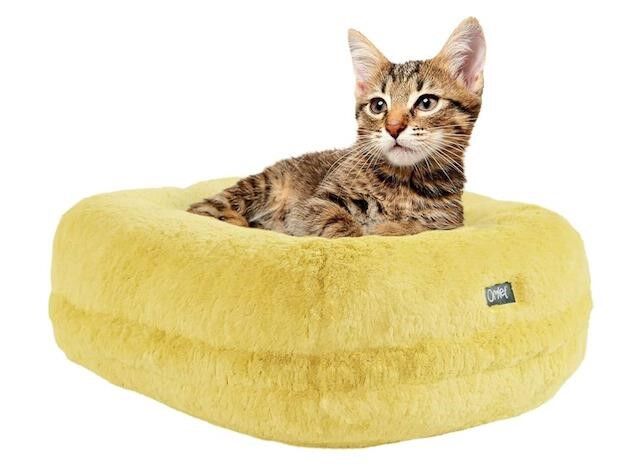 Omlet Calming Super Soft Luxury Donut Cat Bed, Easy to Clean, Machine Washable, Butterscotch
