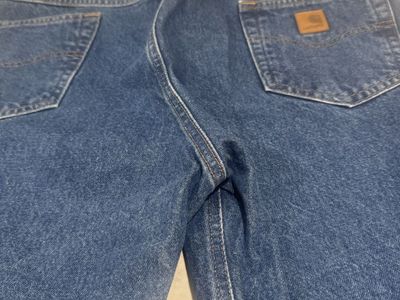 Carhartt Men's Blue Denim Work Jeans - Size 40x30 Straight Leg Durable
