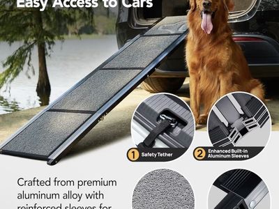 Dog Ramp for Car 71'' X-Long & 17.2" Wide Folding Dog Ramps for Large Dogs with Non-Slip Rug Surface Portable Dog Car Ramp for S