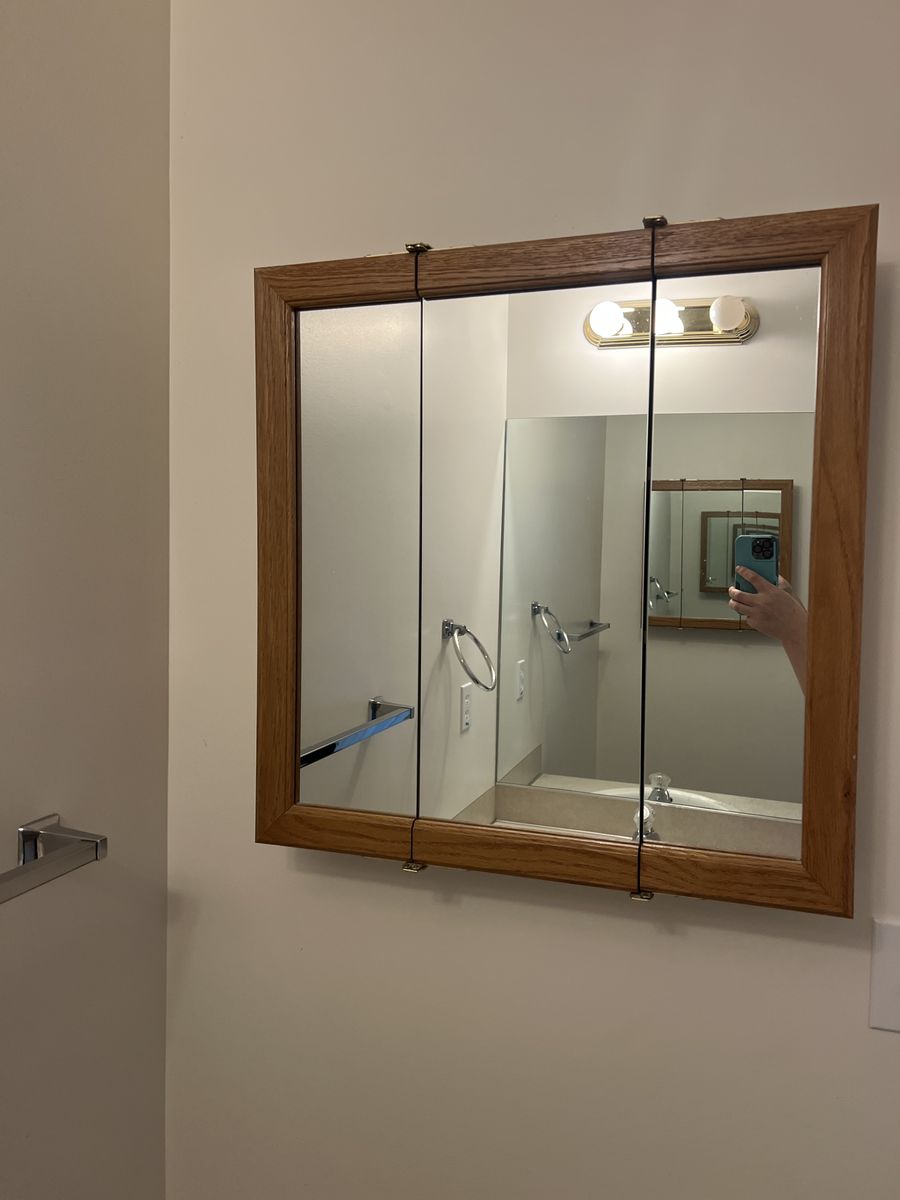 Oak Bathroom Vanity Mirror And Wall Cabinet