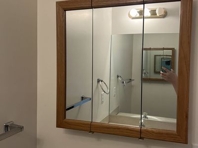 Oak Bathroom Vanity Mirror And Wall Cabinet