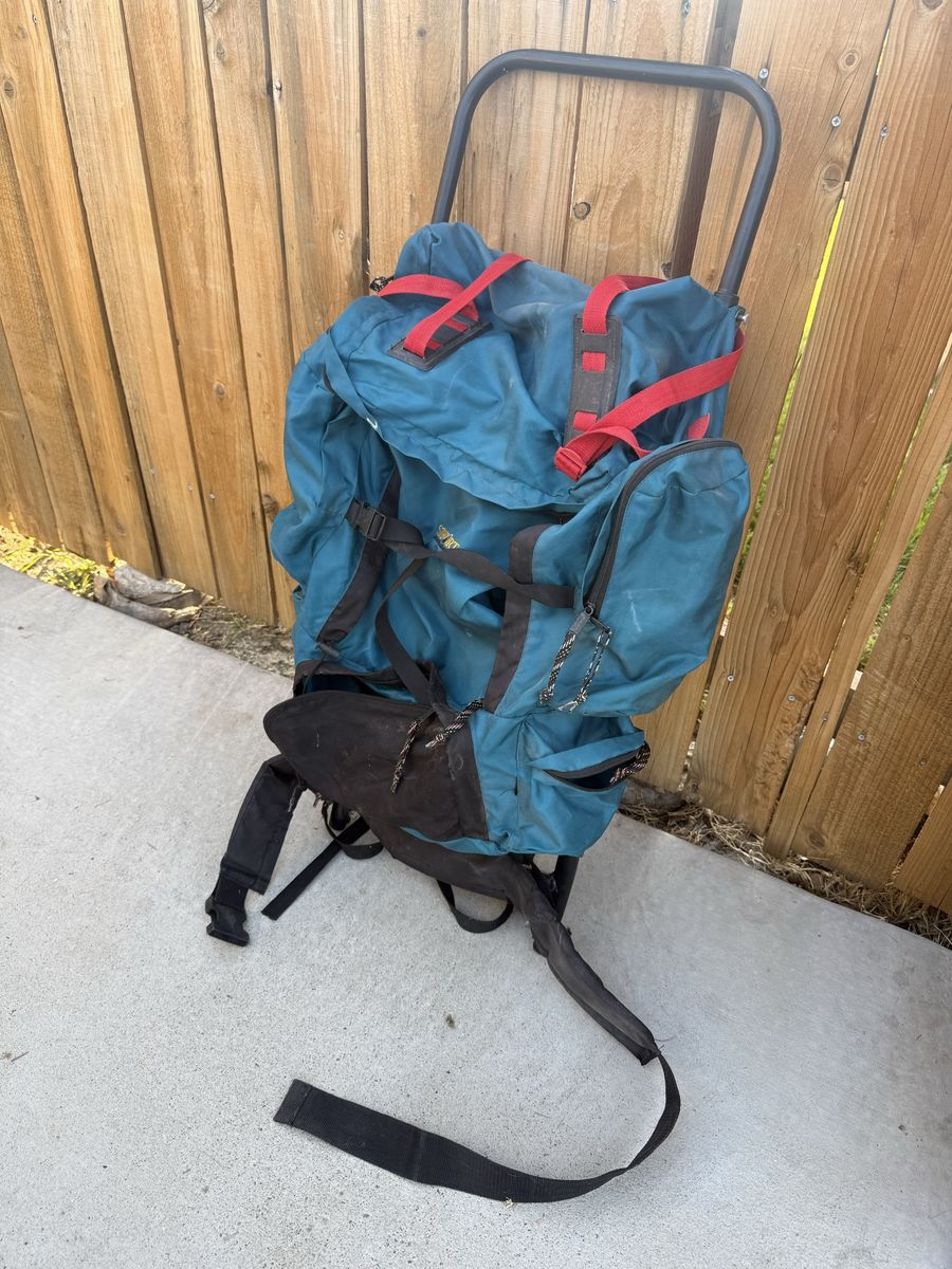 External solid Frame Backpacking Backpack